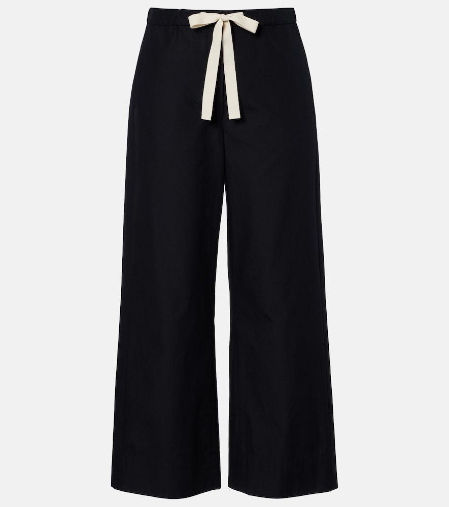 's max mara argento cotton cropped wide-leg pants