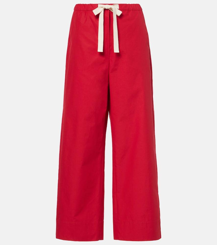 's max mara argento cotton wide-leg pants