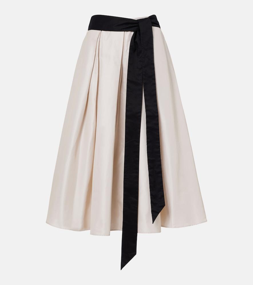 's max mara baschi pleated cotton-blend midi skirt