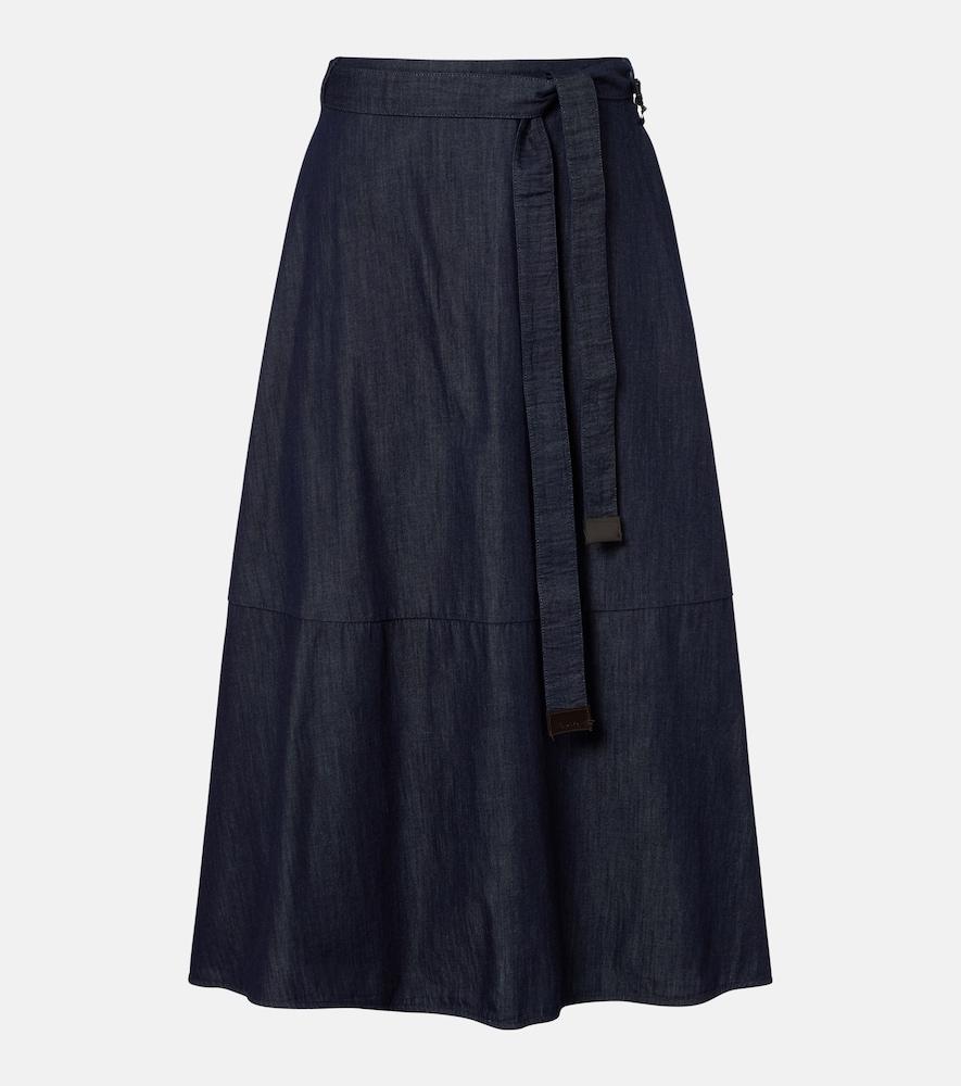 's max mara belted denim midi skirt