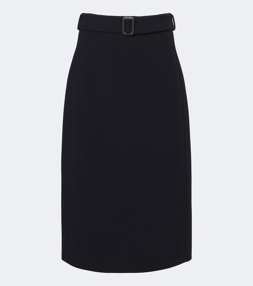 's max mara belted virgin wool midi skirt