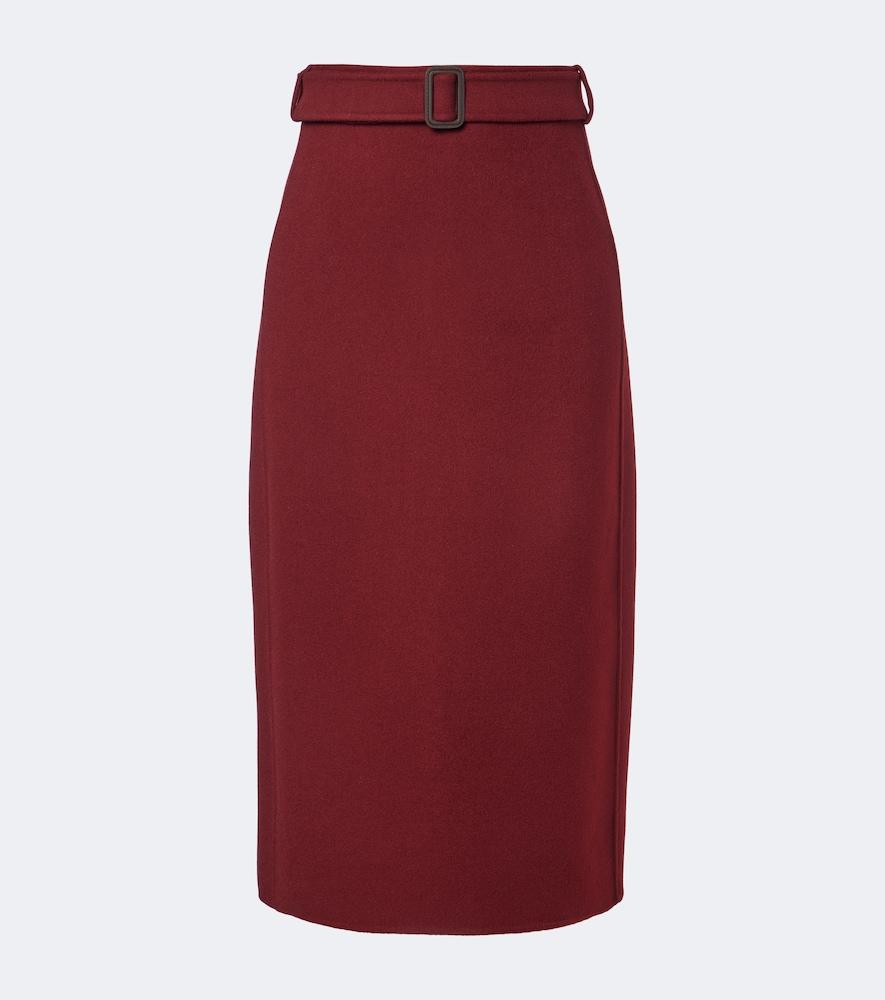 's max mara belted virgin wool pencil skirt