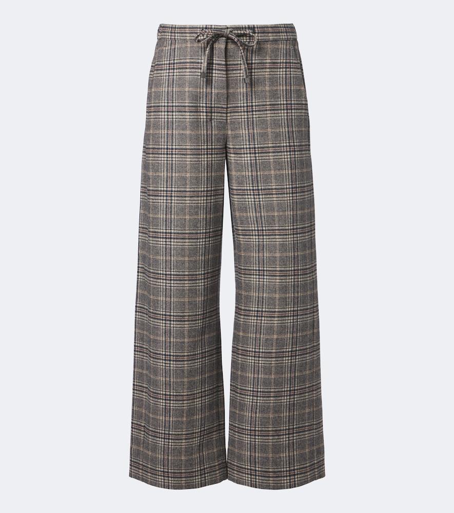 's max mara checked virgin wool wide-leg pants