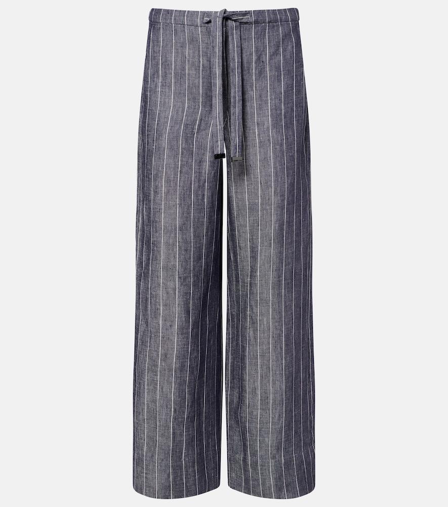 's max mara cresta pinstripe linen wide-leg pants