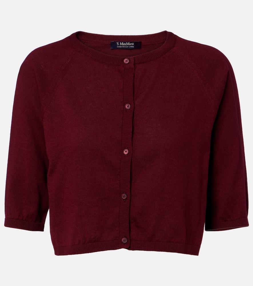 's max mara cropped cotton, silk, and cashmere cardigan