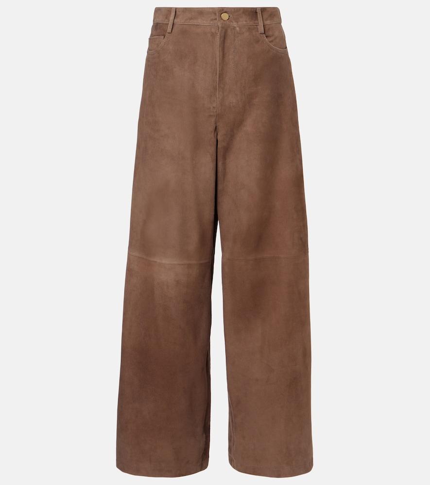 's max mara fulmine suede wide-leg pants