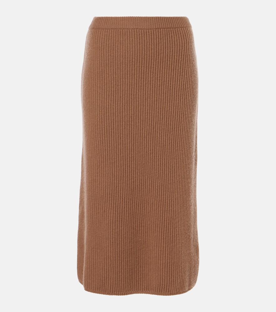 's max mara just ribbed-knit wool and cashmere midi skirt