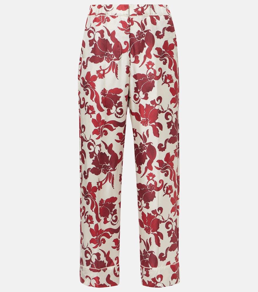 's max mara leda printed silk wide-leg pants