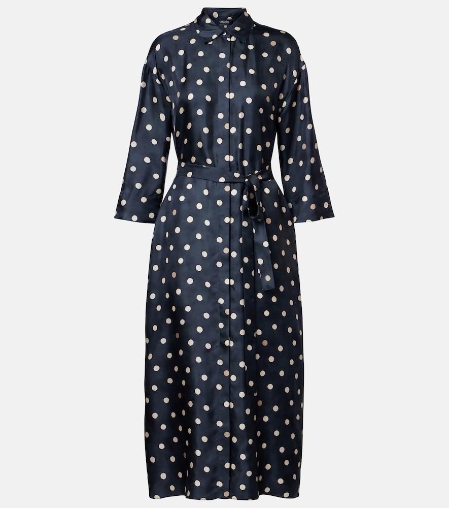 's max mara leva polka-dot silk twill shirt dress