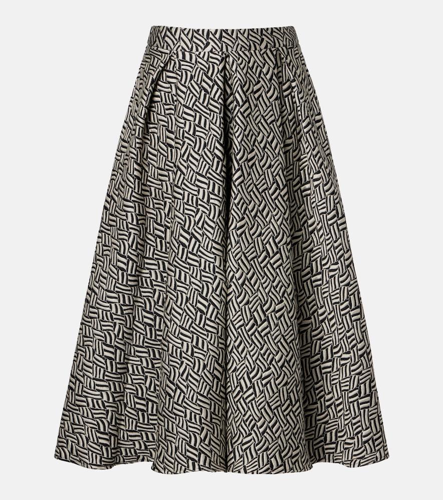 's max mara perle cotton-blend jacquard midi skirt