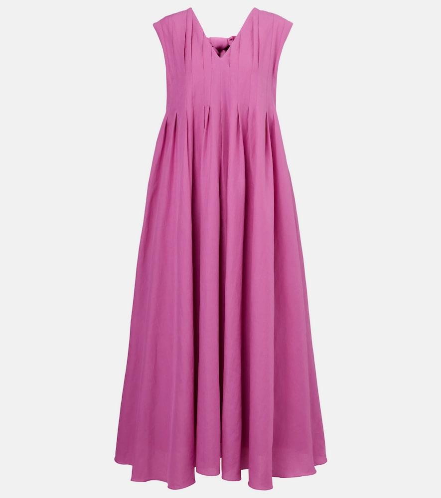 's max mara piega ramie and cotton pleated maxi dress