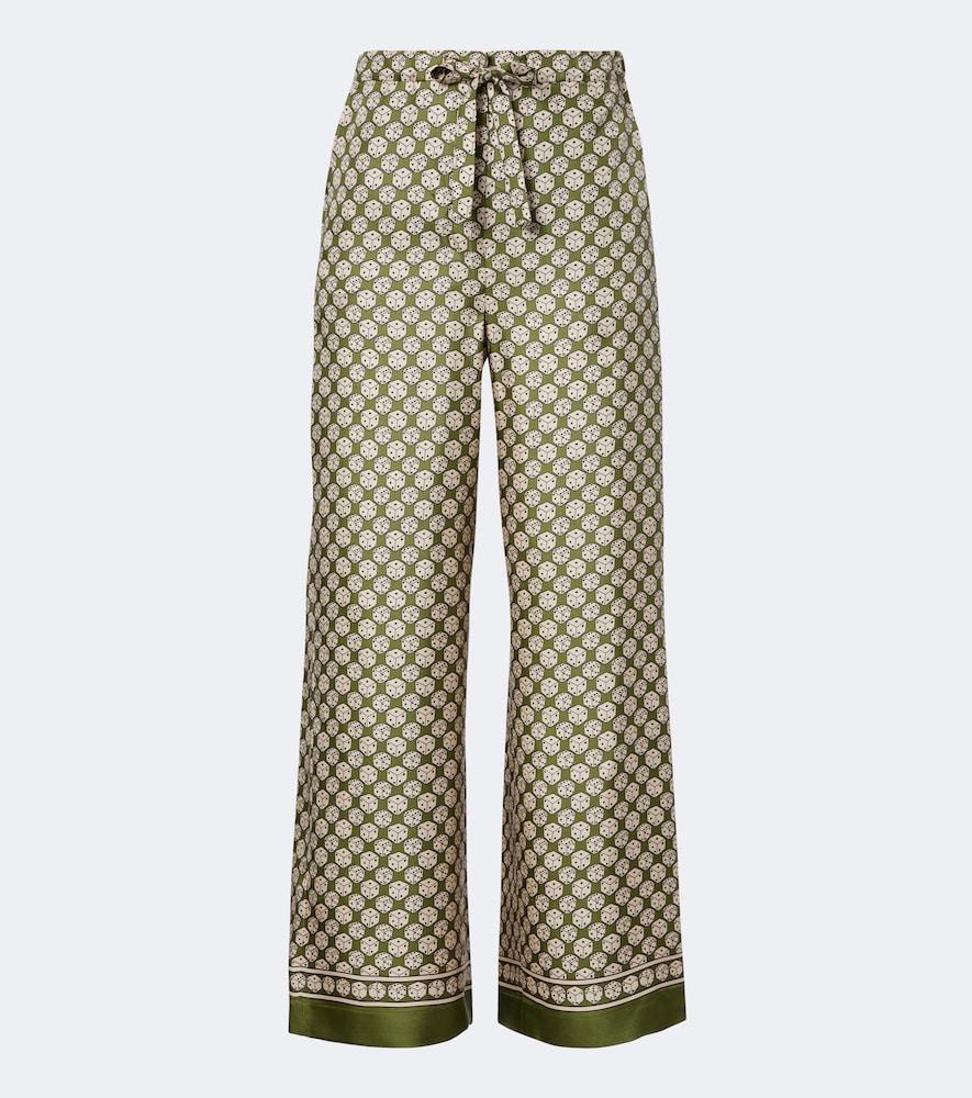 's max mara printed silk wide-leg pants
