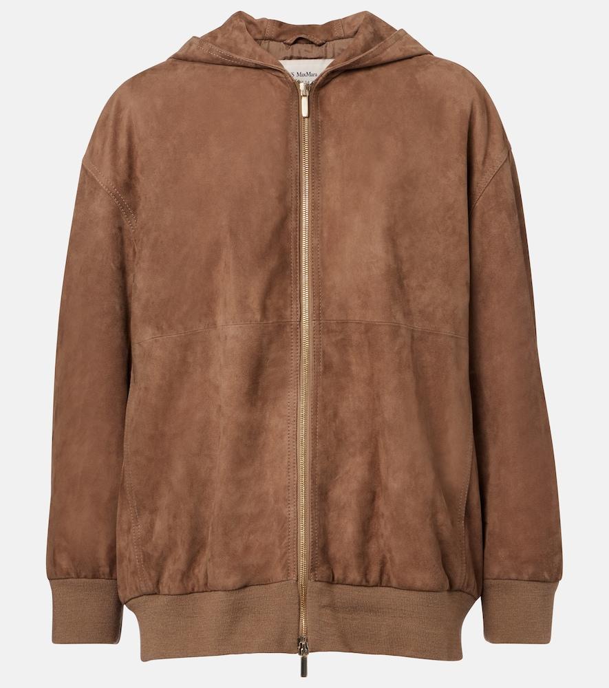 's max mara suede zip-up hoodie