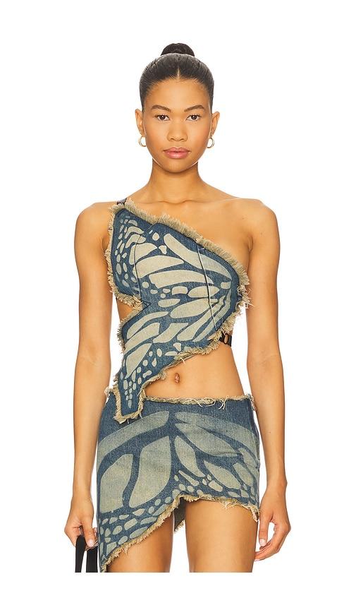 1xblue butterfly top in blue. - size m (also in s)
