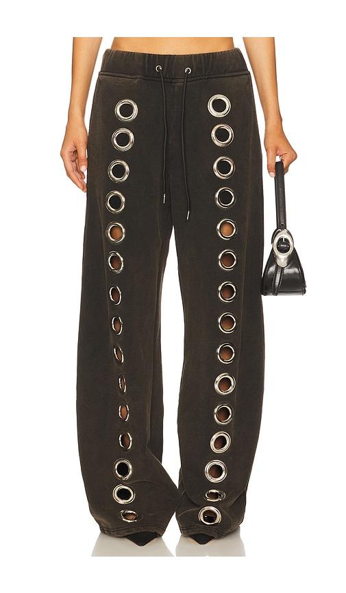 1xblue eyelet tracksuit sweatpants in charcoal,brown. - size l (also in m, s, xl, xs)