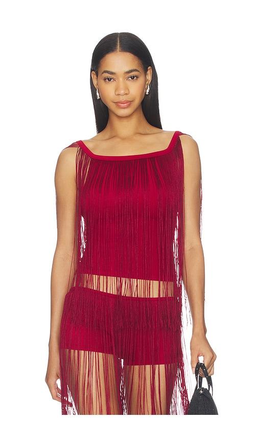 1xblue long fringe tank top in red. - size m (also in xs)