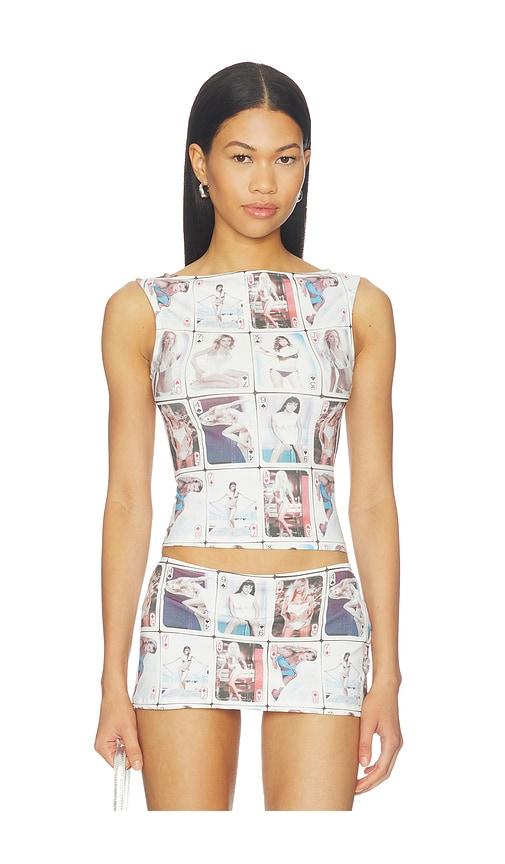 1xblue playing card tank in multi. - size l (also in xs, s, m)