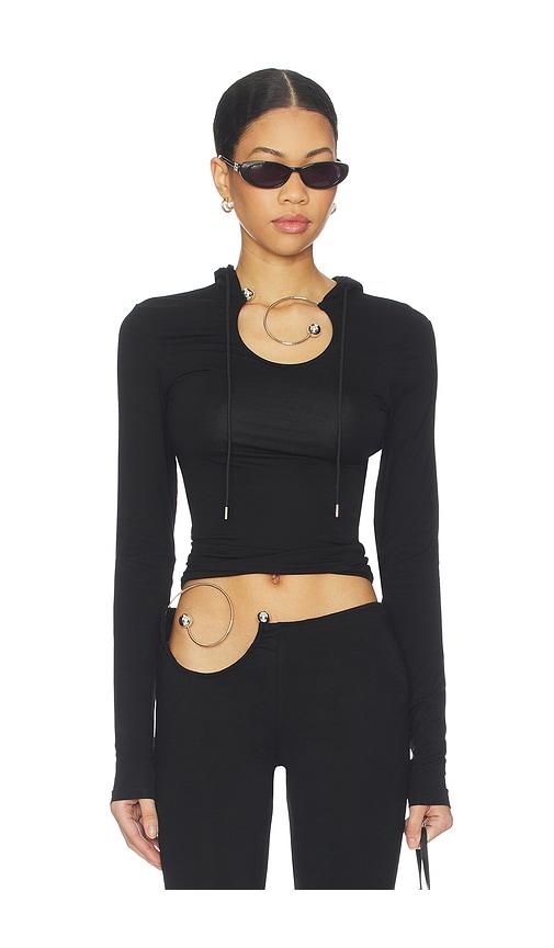 1xblue spiral slink hoodie in black. - size l (also in s, m)