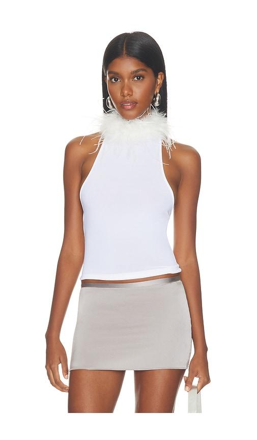 1xblue white feather choker tank in white. - size m (also in xs, s)