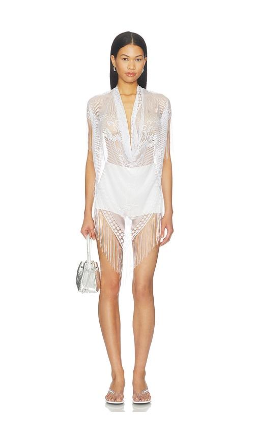 1xblue white upcycled lace top in white.