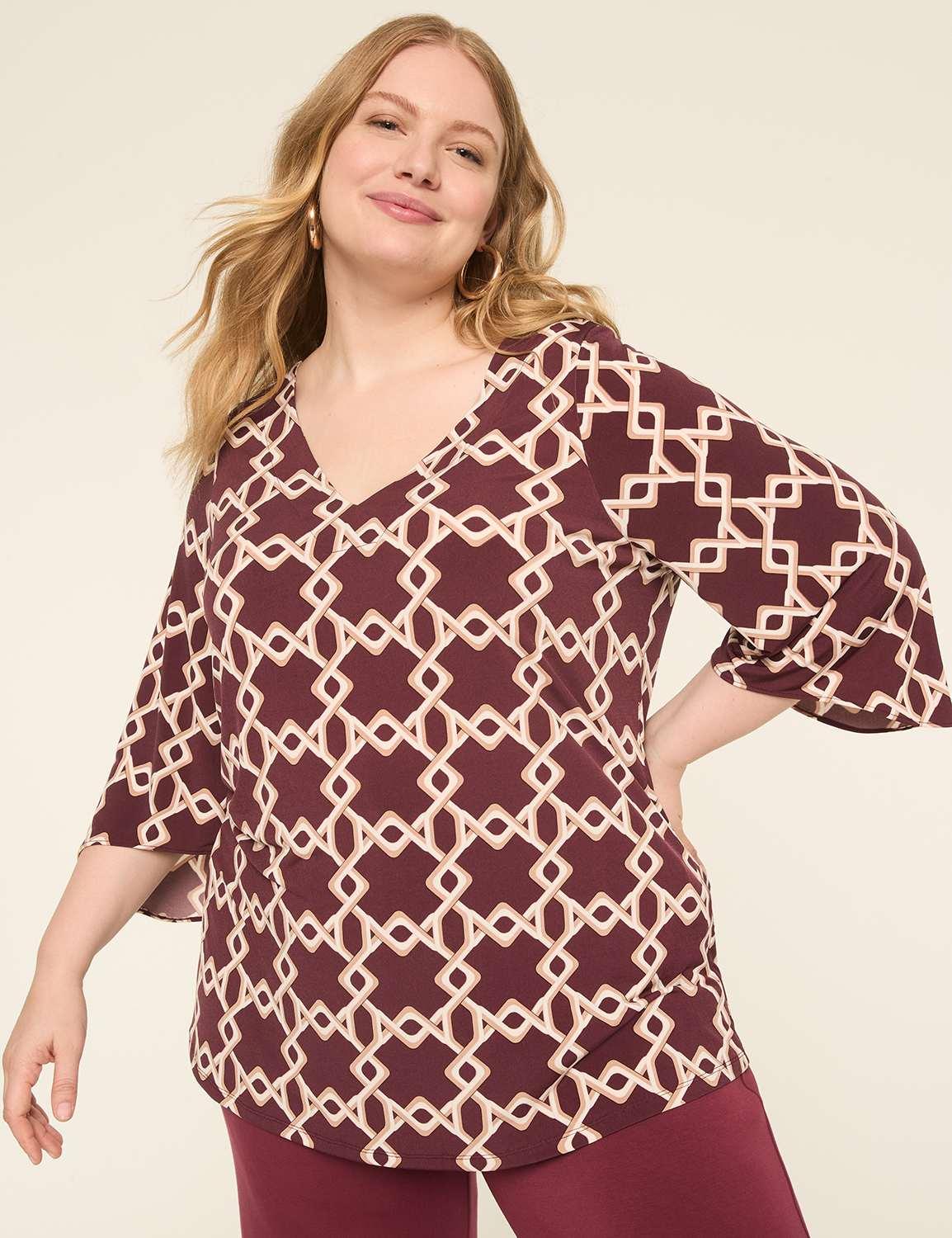 3/4-sleeve v-neck tunic top