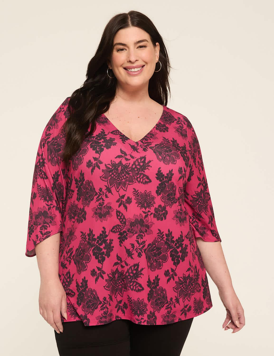 3/4-sleeve v-neck tunic top