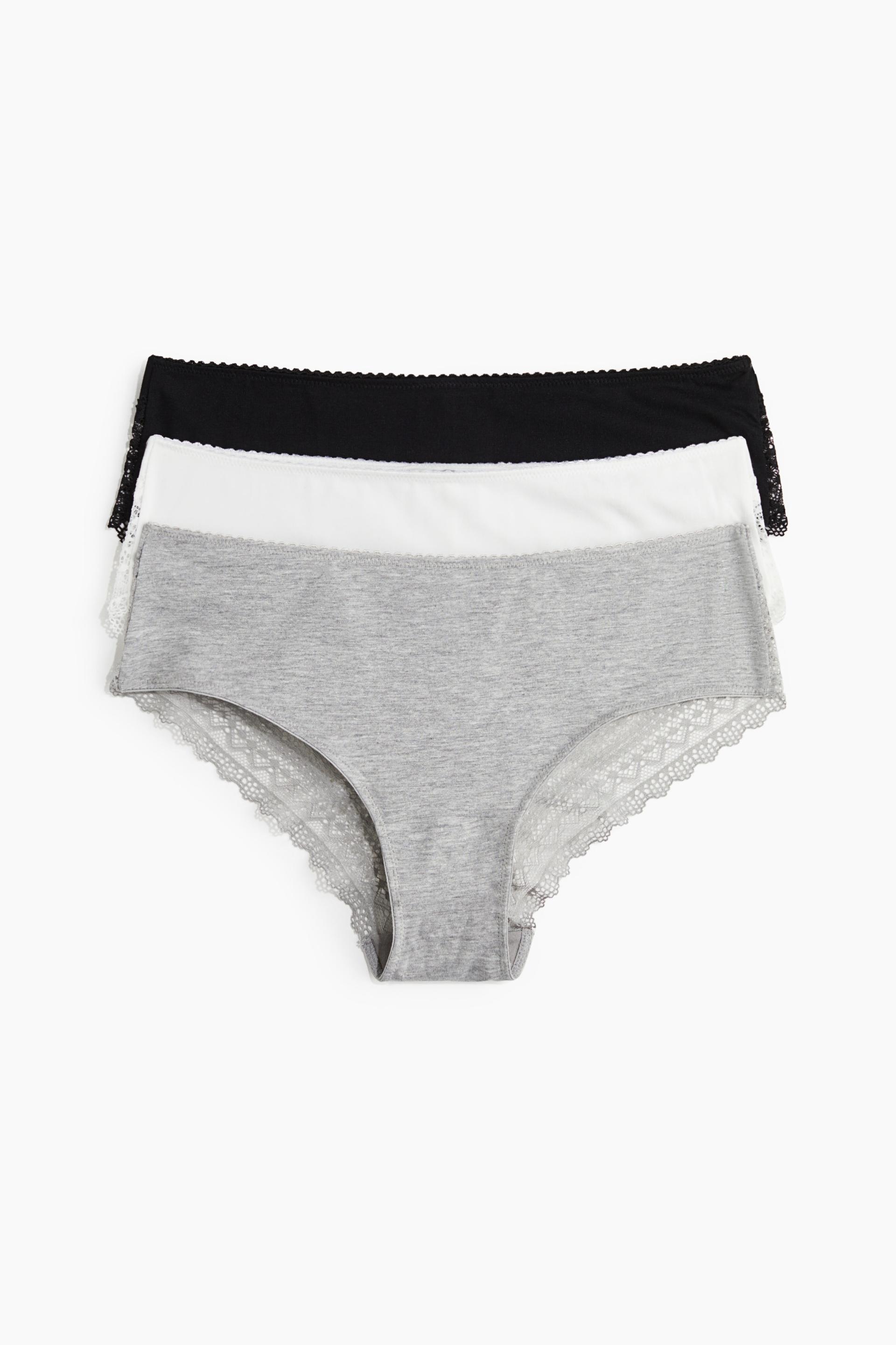 3-pack cotton and lace hipster briefs