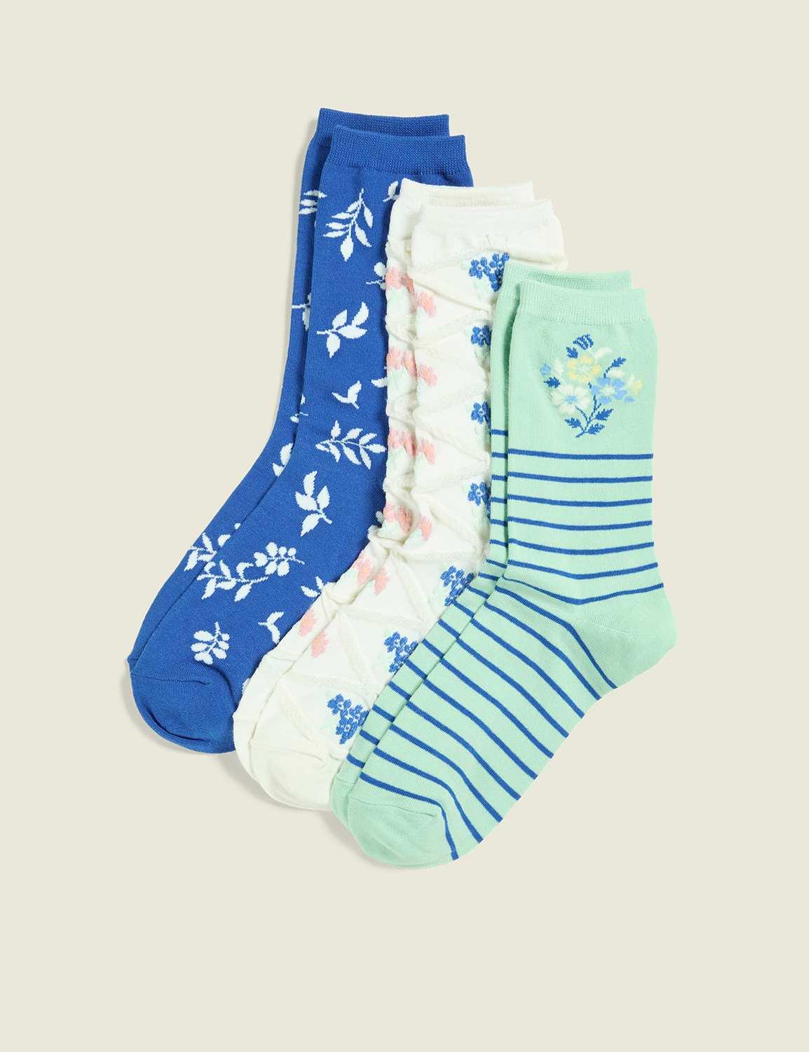 3-pack crew socks - floral