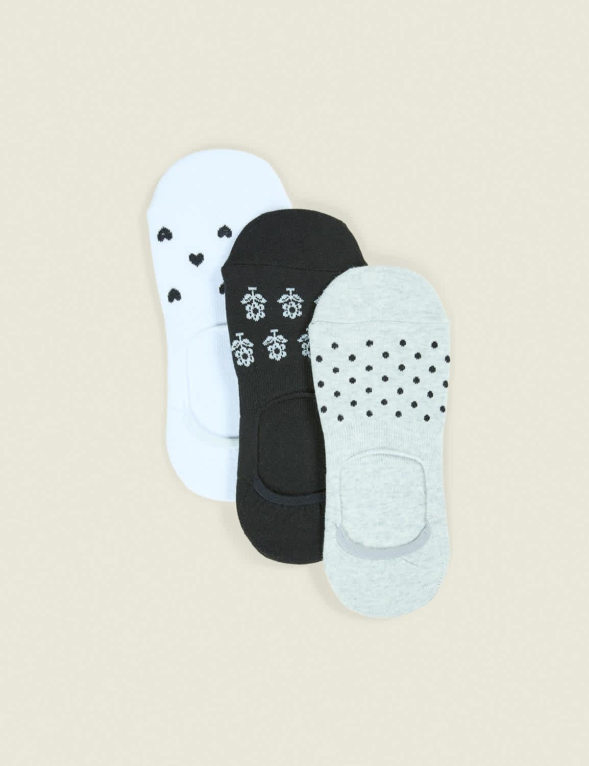 3-pack no-show socks - mixed prints