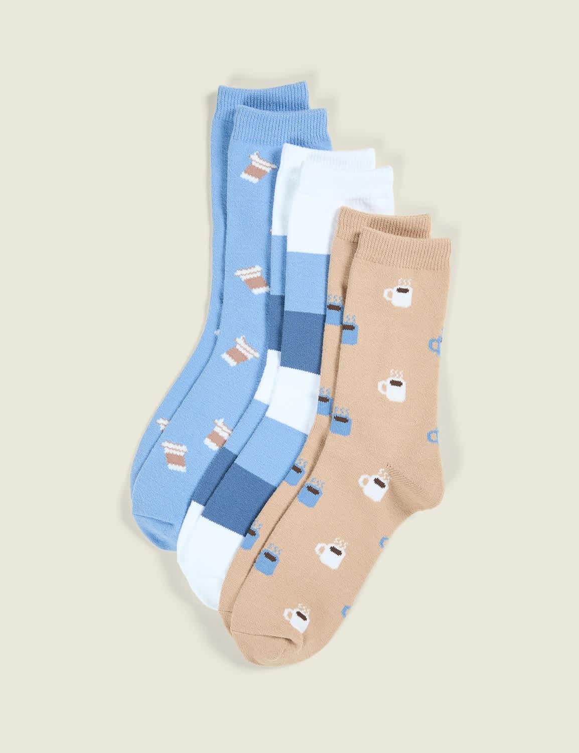 3-pack super-soft boot socks - coffee