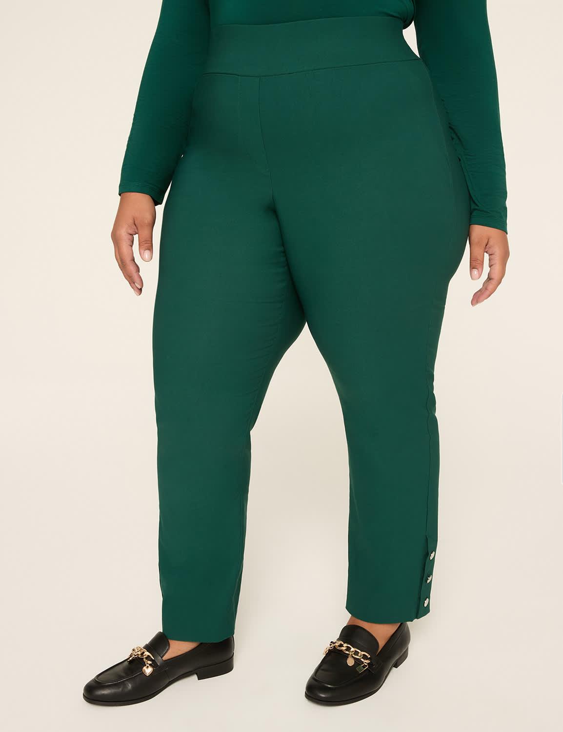 4-season button-detail slim ankle pant