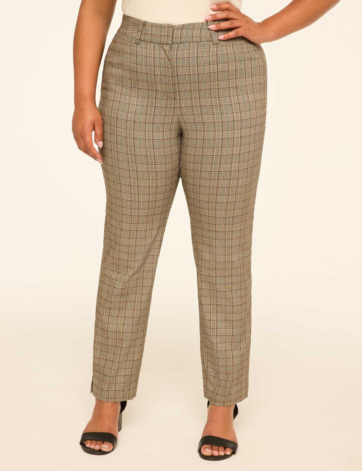 4-season high-rise plaid slim ankle pant