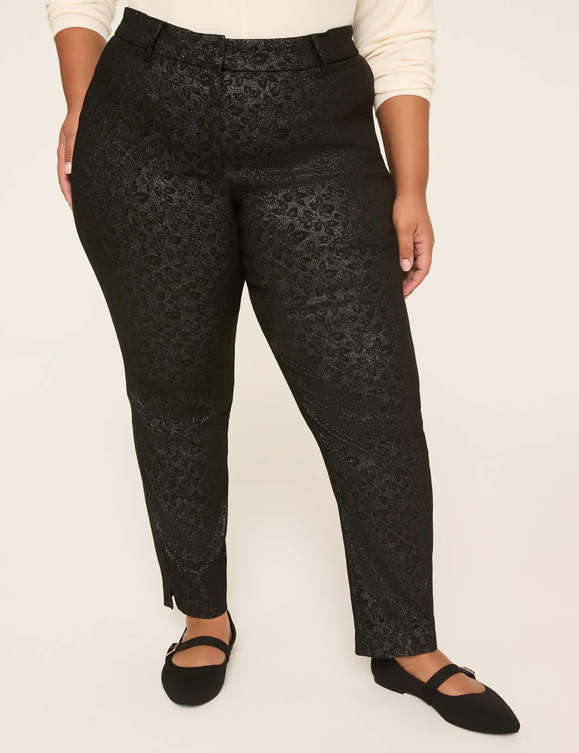 4-season lurex print slim ankle pant