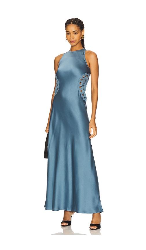 4th & reckless aver satin maxi dress in blue. - size xl (also in xs)