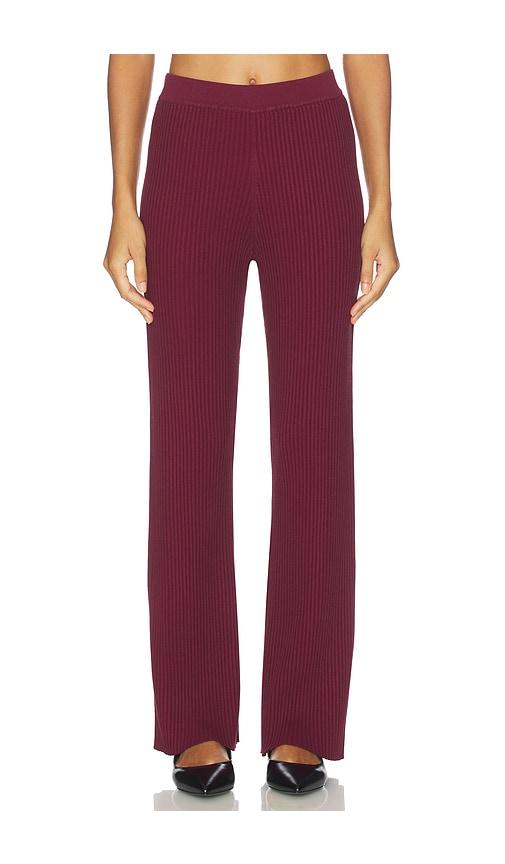 4th & reckless calrine knit trouser in burgundy. - size l (also in s, xs)