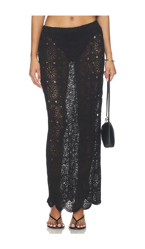 4th & reckless laurenne crochet midaxi skirt in black. - size l (also in xs, m, xl/1x)
