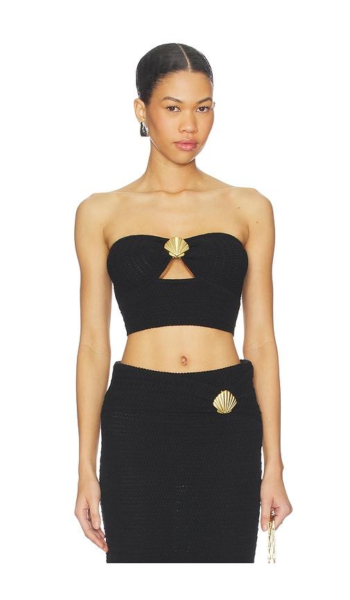4th & reckless nala crochet top in black. - size l (also in m, s, xs)