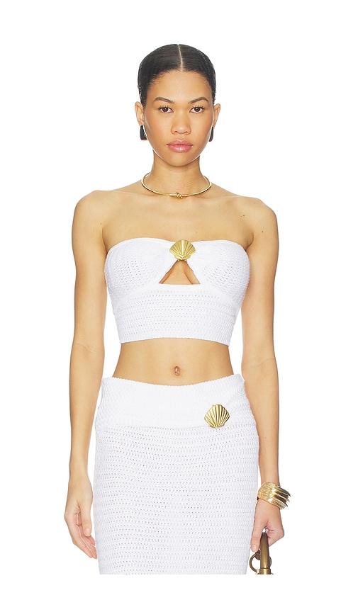 4th & reckless nala crochet top in white. - size m (also in s, xs, xl/1x)