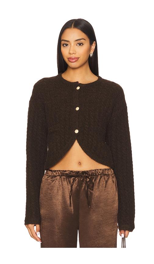 4th & reckless reyn cardigan in chocolate. - size m (also in s, xs, xl)