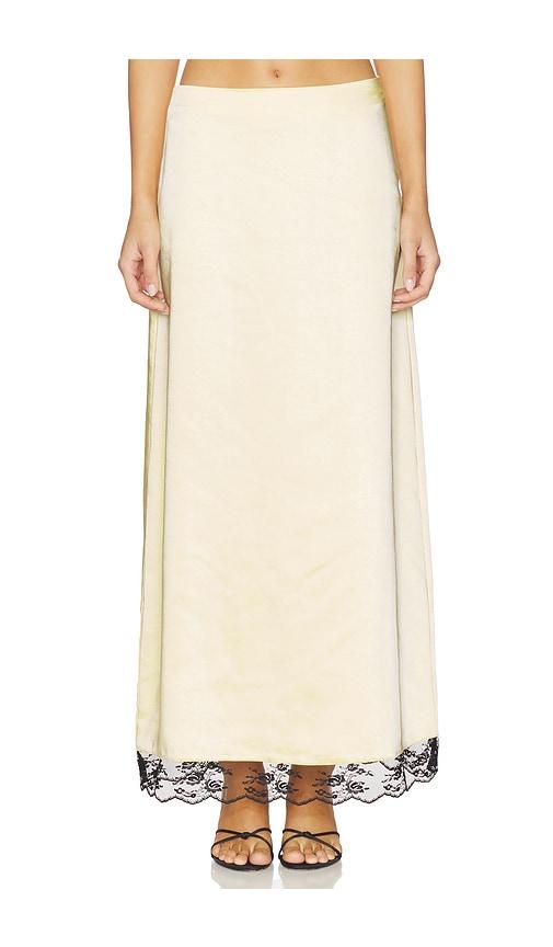 4th & reckless x revolve rena satin and lace skirt in lemon. - size m (also in s, xs)