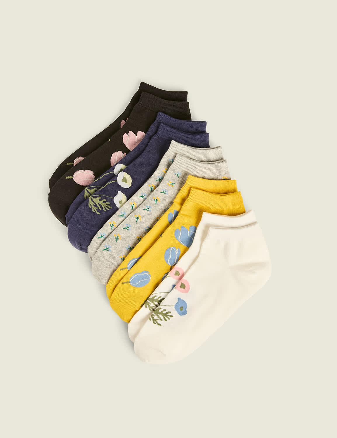 5-pack ankle socks - bright floral