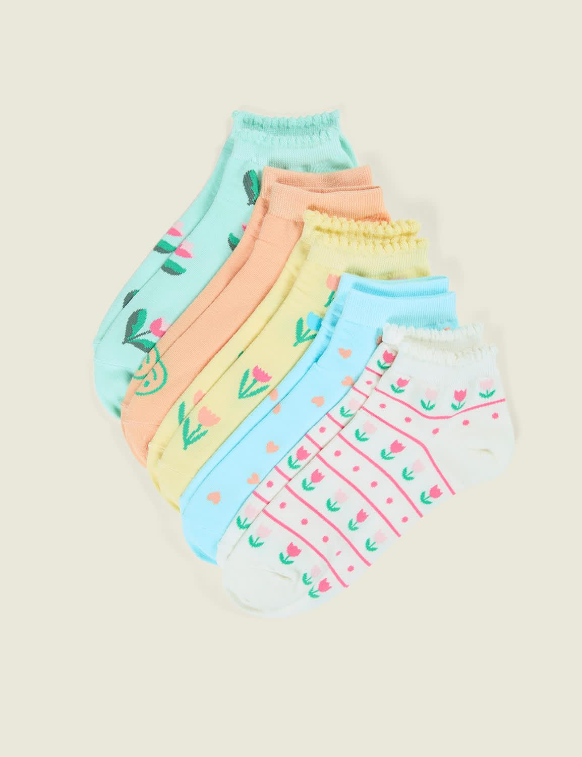 5-pack ankle socks - floral positive vibes