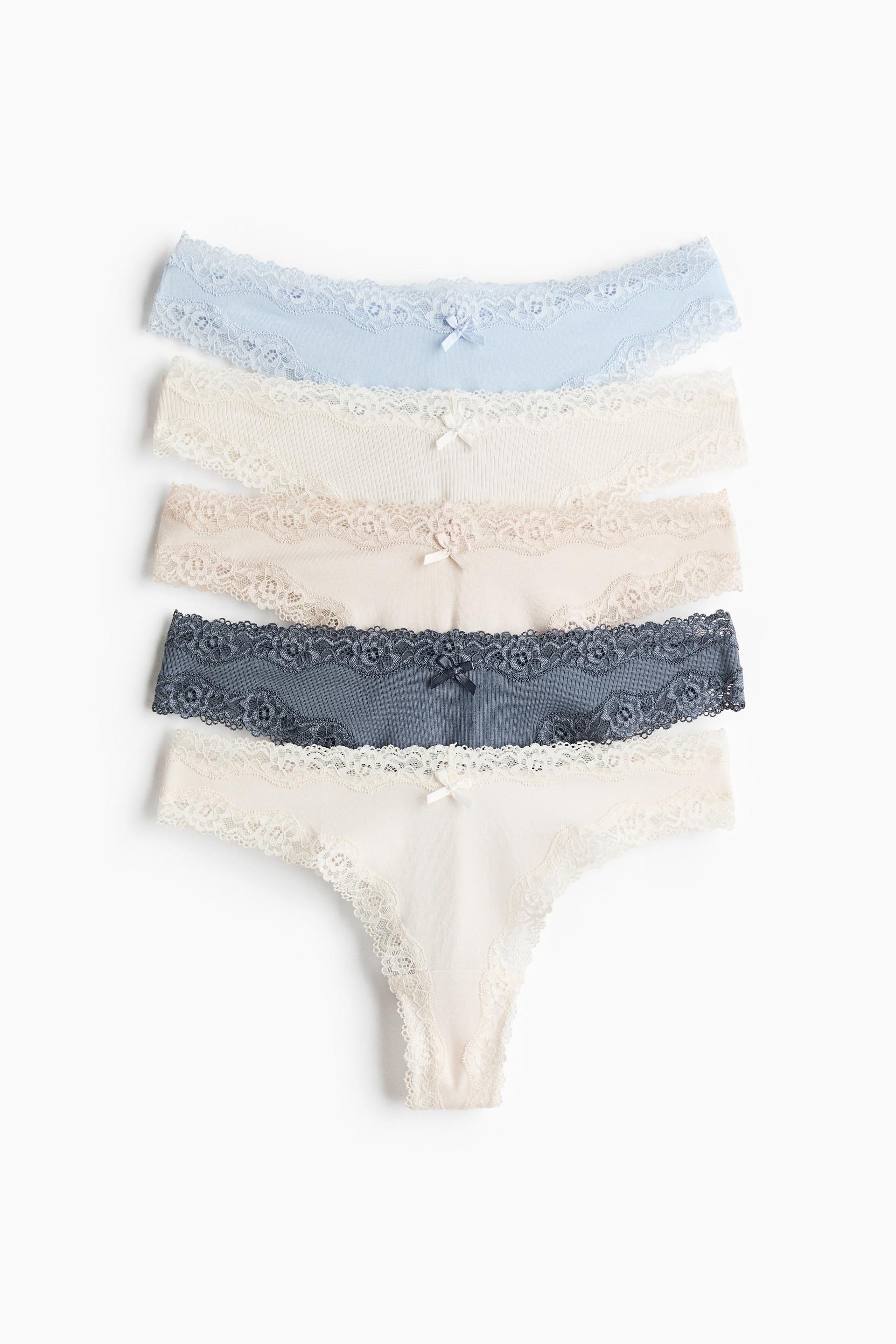 5-pack cotton and lace brazilian briefs