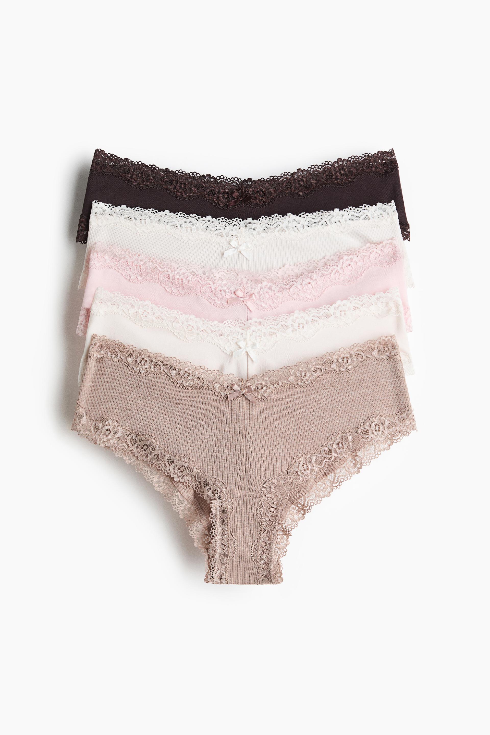 5-pack cotton and lace hipster briefs