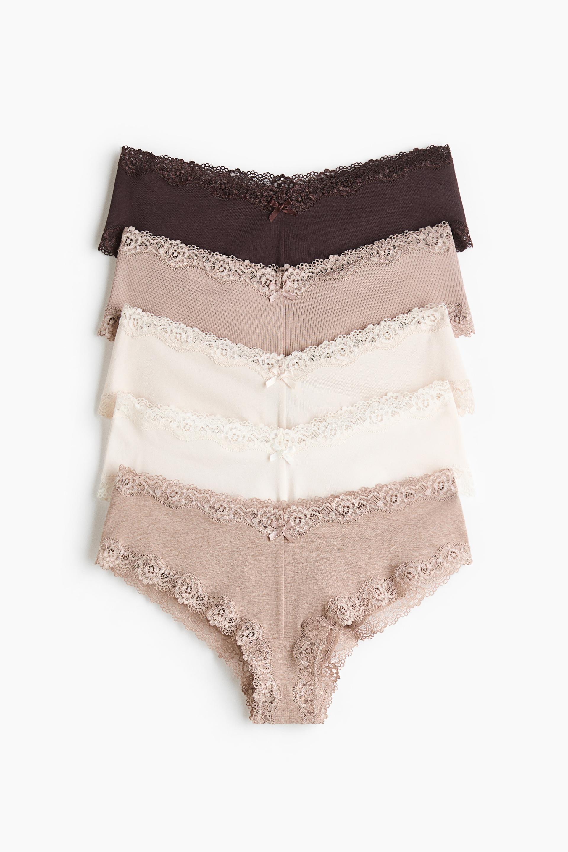 5-pack cotton and lace hipster briefs