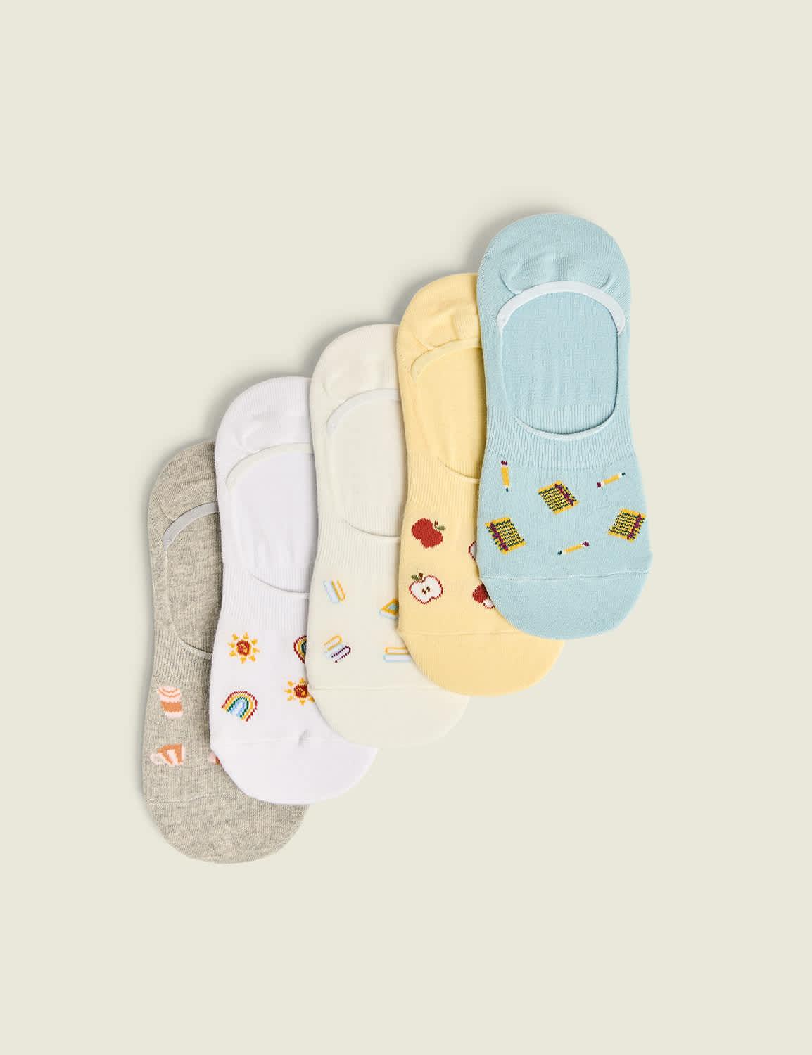 5-pack no-show socks - back to school