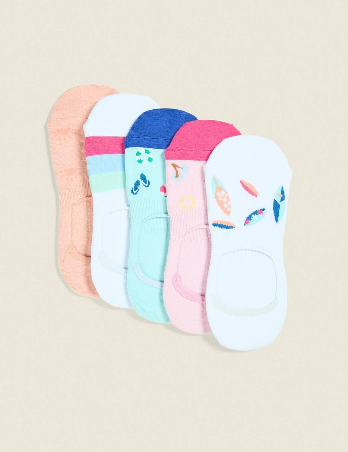 5-pack no-show socks - beach party