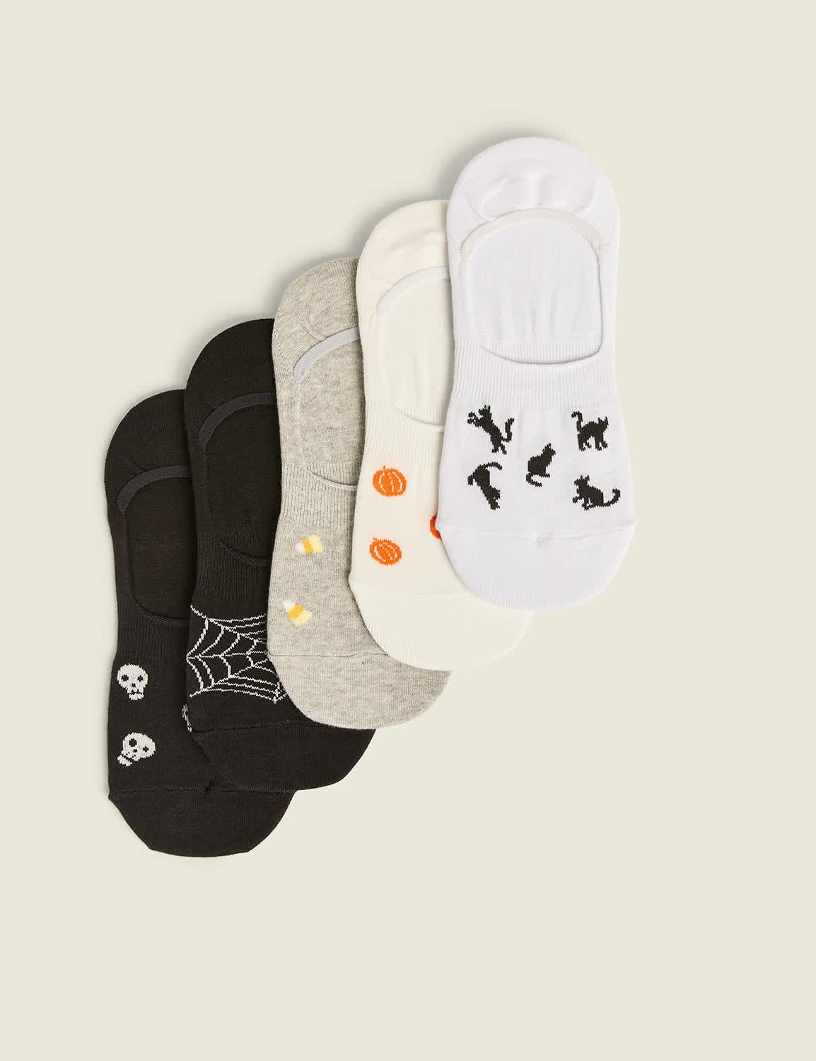 5-pack no-show socks - halloween