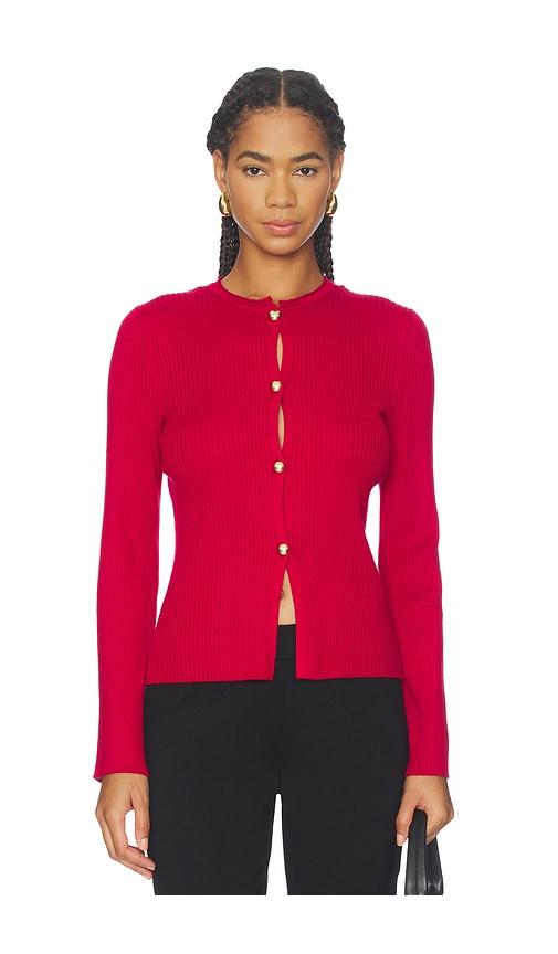 525 america 525 ribbed button front top in red. - size s (also in xs)