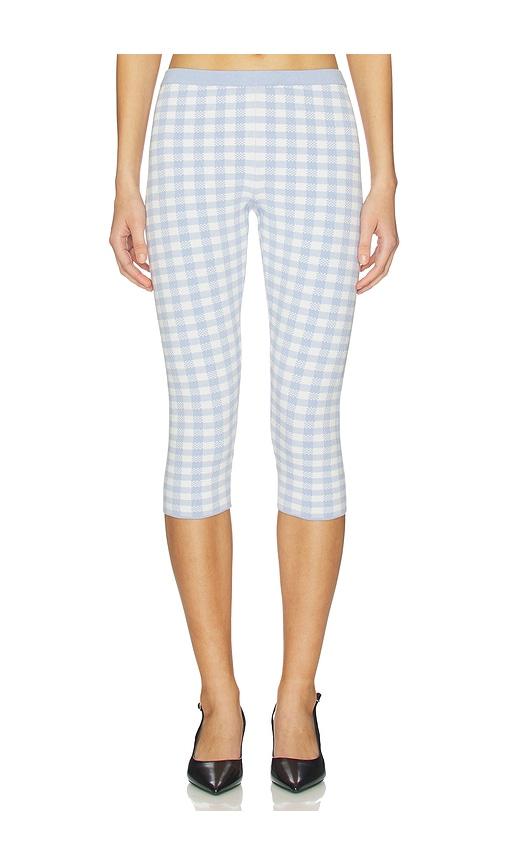 525 america betty pull on gingham capri in baby blue. - size l (also in s, xs, m)